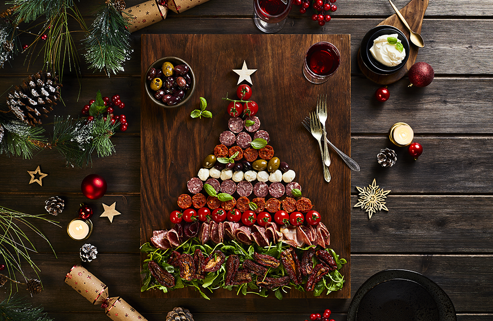 A sharing Charcuterie Christmas Tree